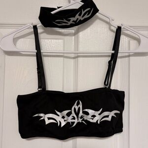 Dollskill Club Exx Reflective Tribal Tube Top with Choker